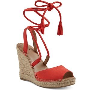 Red Wedge Heel Espadrille Sandal 9.5 canvas Merona